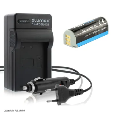 Produktbild von 1x Akku + Lader für Canon NB-9L IXUS 1000 1000HS 1100HS 500HS 600 mAh (3,7V)
