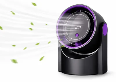Produktbild von Tisch- und Wandventilator Akku Schwarz 5 Stufen | 1200 mAh, LED Display, 22 dB leise, USB-C Ladung, flexibel stehend oder per Wandhalterung nutzbar