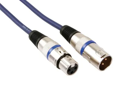 Produktbild von HQ-Power DMX Kabel 1m, XLR männlich-weiblich, vergoldete Stecker, reines OFC Kupfer, 100–110 Ohm,