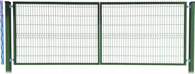 Zdjęcie produktu dla BRAMA 140cm zielona PANELOWA dwa SŁUPKI RAL6005 dwuskrzydłowa 143cm