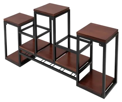 Image de Étagère murale vintage pour bouteilles de vin - Rangement en bois et en métal pour cuisine, restaurant et bar