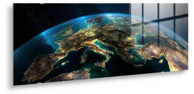 Zdjęcie produktu dla STYLER Obraz na szkle 50x125 cm motyw Globe nowoczesna dekoracja ścienna do salonu sypialni biura Glasspik