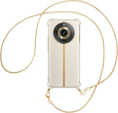 Produktbild von Handykette Backcover-Schutzhülle mit Band (Metall goldfarben) für Realme 11 Pro (6.7'') - goldfarbene Snake-Kette