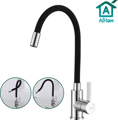 Produktbild von Küchenarmaturen HOMELIVE 360°Schwenkbar Wasserhahn Küche mit Flexibler Auslauf Mischbatterie Schwarz Armaturen Küche Hochdruck Einhebel Spülarmatur