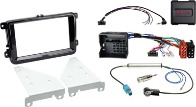 Image de Kit 2-DIN compatible avec Seat/Skoda/VW SWC/antenne piano noir