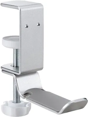 Produktbild von Unyqoos® Verstellbare Kopfhörerhalterung – Untertisch-Klemme mit 360° drehbarem Haken, Silikonpads, bis 5 kg, für Kopfhörer & Taschen