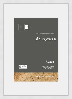 Produktbild von nielsen Holz Bilderrahmen Skava Weiß, 29,7 x 42,0 cm (A3) - mit Passepartout 21x29,7 cm (A4) cm