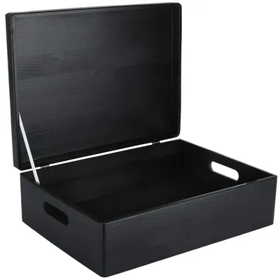 Productafbeelding van Creative Deco XL Zwarte Houten Doos met Deksel Opbergdoos, 40 x 30 x 14 cm
