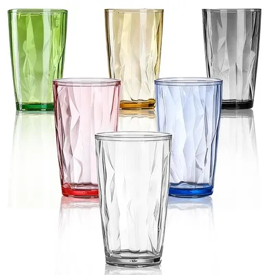 Trinkgläser aus Kunststoff, 500 ml, bunt, Set mit 6 Stück