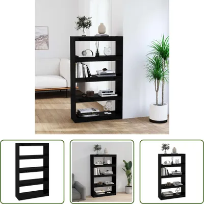 Immagine prodotto di The Living Store Libreria Divisorio nero 80x30x135,5 cm in legno di pino massiccio