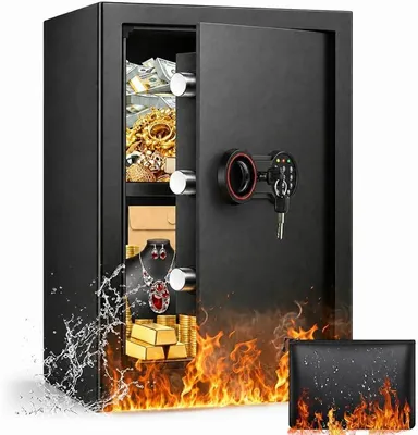 Produktbild von 70L Großer Safe Tresor, Digitale Tresore mit Schlüssel, Alarmsystem und Abnehmbares Regal, Möbeltresor für Zuhause, Geld, Dokument and Wertgegenstände