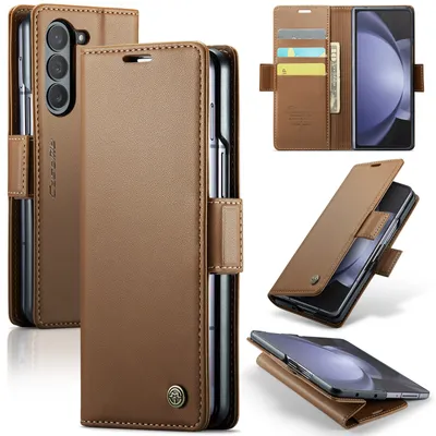 Obrázek produktu pro Pouzdro pro Samsung Galaxy Z Fold 5, RFID Blokování Karet, Pokročilé Flip Kožené Pouzdro s Funkcí Stojánku Hnědý