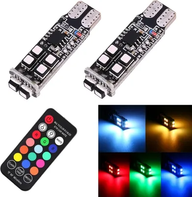 Obrázok produktu pre 2 PCS W5W 194 T10 Multifarebné 10 SMD 3535 LED Auto Clearance Light Marker Light s diaľkovým ovládaním, DC 12V