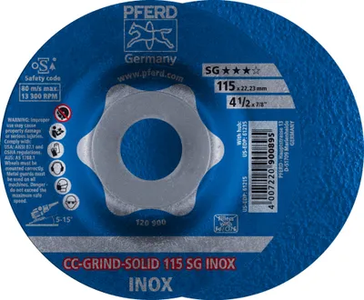 Produktbild von PFERD TOOLS CC-GRIND SOLID Schleifscheibe 115x22,23 mm COARSE Leistungslinie SG INOX für Edelstahl
