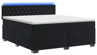 Produktbild von Boxspringbett mit Matratze und LED Schwarz 180 x 200 cm Samt