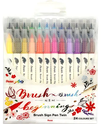 Immagine prodotto di Pentel SESW30C-24 PentelArts BrushSignPen Twin, set da 24