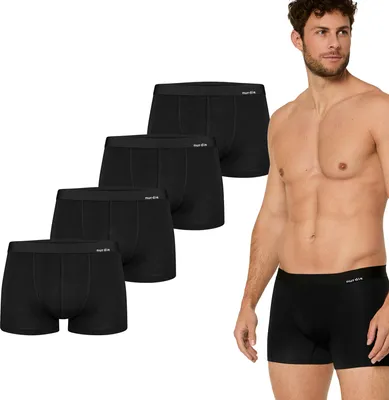 Produktbild von NUR DIE Herren Retro Pants 4-Pack Boxer Bambus - schwarz - Größe L
