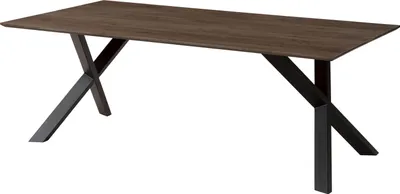 Immagine prodotto di MASSIVMOEBEL24 | Tavolo da pranzo in legno di acacia 180x90x75 laccato grigio / gambe a X inclinate antracite SWISS EDGE