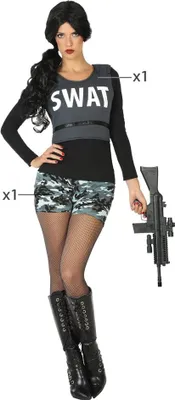 Produktbild von SWAT-Soldat - Kostüm für Damen grau-schwarz