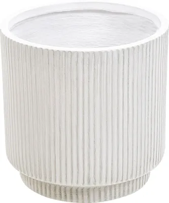 Produktbild von BELIANI Blumentopf Cremeweiß Ton und Glasfaser Rund ⌀ 30 cm mit Loch Ablaufloch Rillen Modern Outdoor Indoor Außen Draußen Innen Ausstattung Deko