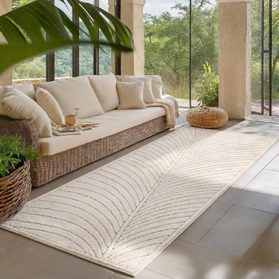 Obrázok produktu pre Homebyhome Vonkajší koberec, moderný dizajn v štýle boho, 3D efekt, odolný voči UV žiareniu, ideálny na terasu, do obývacej izby a kuchyne, rozmery: 80 × 250 cm