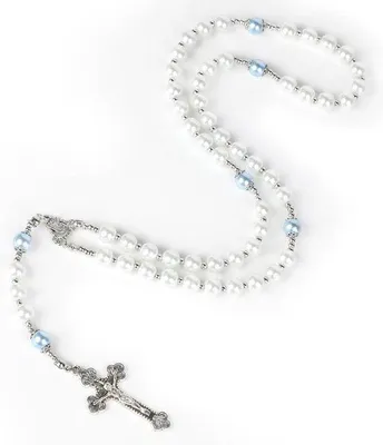 Produktbild von Katholische Taufdekoration Halskette Rosenkranz Kreuz