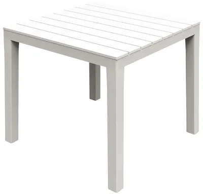 Immagine prodotto di Tavolo bianco quadrato 80x80 cm in resina effetto doghe in legno Bali