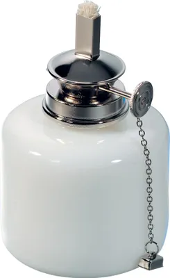 Productafbeelding van Spirituslamp model 643, gemaakt van opaalglas, met een inhoud van ongeveer 100 ml, voorzien van een schroefdop en een verstelbare lont