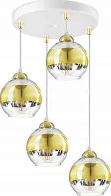 Produktbild von LUXOLAR Led Deckenleuchte 4 flammig - Deckenleuchte Weiß-Gold E27 60W - Hängelampe für Wohnzimmer, Küchen - Gold-transparent Glas Kugeln