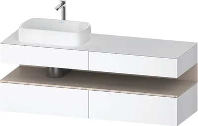 Produktbild von Duravit Qatego Konsolenwaschtischunterbau, 2 Auszüge, 2 Schubkästen, Ausschnitt links, 1600x550x600mm, Nische Taupe Matt, QA4777091180010