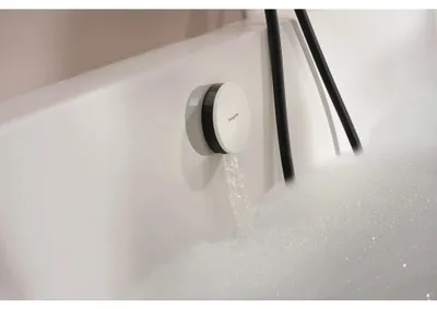 Obrázek produktu pro Sada odtokového a přepadového ventilu hansgrohe, Exafill, matný černý chrom, bílá lesklá, 1 ks.