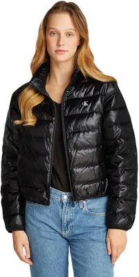 Produktbild von Calvin Klein Damen Pufferjacke Down Shine Glänzend, Schwarz (Ck Black), XL