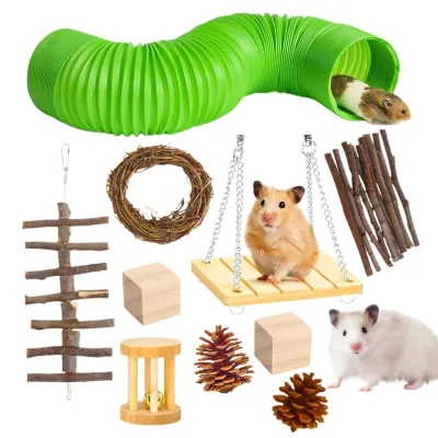 Image de Jouet à mâcher en bois pour petits animaux avec tunnel