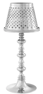 Produktbild von Casa Padrino Luxus Messing Teelichthalter mit Lampenschirm Silber Ø 16 x H. 39 cm - Deko Accessoires