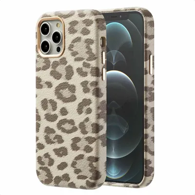 Produktbild von Selencia Sabi Backcover Leopardenmuster mit MagSafe iPhone 12 (Pro) - Soft Ivory