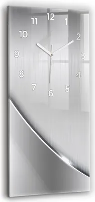 Produktbild von Wallfluent Wanduhr – Stilles Quarzuhrwerk - Uhr Dekoration Wohnzimmer Schlafzimmer Küche - Zifferblatt - weiße Zeiger - 30x60 cm - Silbermuster