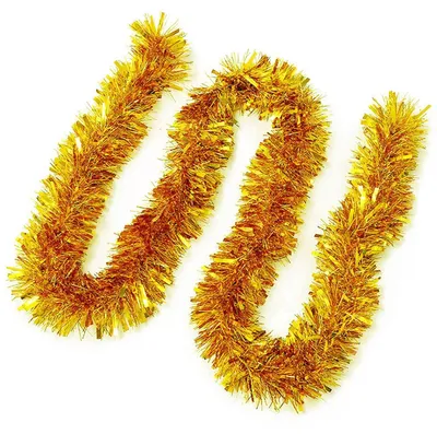 Produktbild von Weihnachtsgirlande Lametta 3 Stück 2m Metallic Gold Glitzernd Hängende Deko