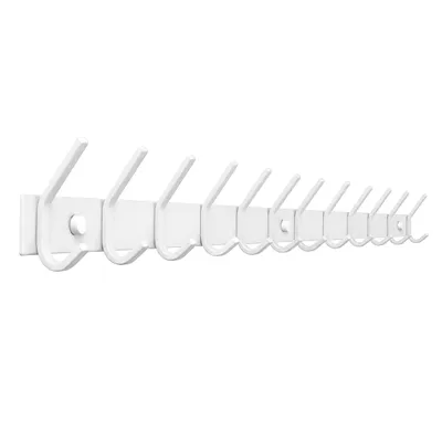 Produktbild von TOJ Wandgarderobe Weiß 94 cm – Edelstahl Garderobenleiste mit 24 Haken – Wandhaken für Flur, Bad, Küche & Schlafzimmer – inklusive Schraubenset