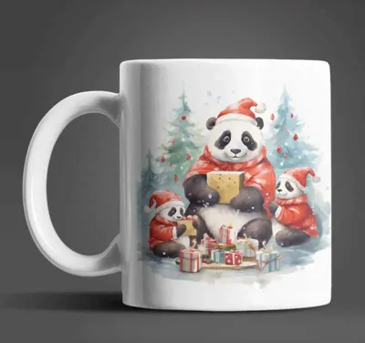Produktbild von Weihnachten Panda Kaffeetasse Teetasse Tasse Geschenkidee 330 ml – Bunt / Panda-02