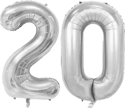 Produktbild von Folienballon Set Nummer 20, Silber, 80 cm, für Luftbefüllung