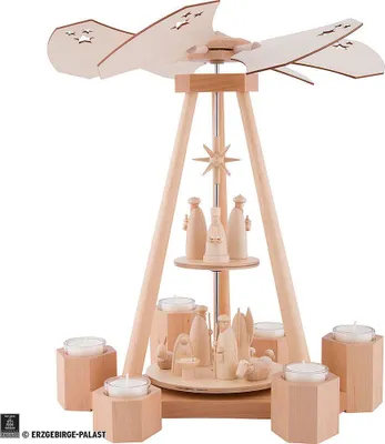 Produktbild von 2-stöckige Pyramide "Die Weihnachtsgeschichte" (39cm) von Holzkunst Schalling
