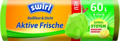 Produktbild von Swirl Müllbeutel Aktive Frische mit Zugband 60 L 8 Stück