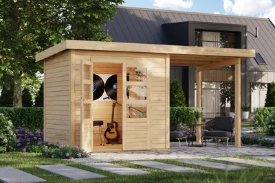 Produktbild von Karibu Gartenhaus Gerätehaus Kolbin 2 XXL naturbelassen 449x204x244 cm mit extra hoher Tür
