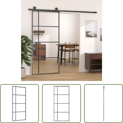 Produktbild von The Living Store Schiebetür ESG-Glas und Aluminium 90x205 cm Schwarz