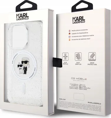 Zdjęcie produktu dla Etui Karl Lagerfeld Karl&Choupette Glitter Magsafe Na Iphone 15 Pro - Przezroczyste