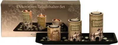 Produktbild von Teelichthalter Set als DEKO im Städtedesign 35 x13 cm
