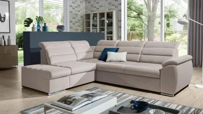 Produktbild von Ecksofa Schlafsofa Sofa PASCARA in Stoff Esito Beige Ottomane Links