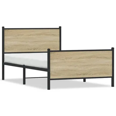 Produktbild von vidaXL Metallbett ohne Matratze Sonoma-Eiche 107x203 cm
