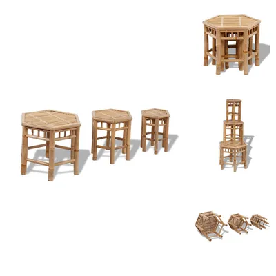 Image de vidaXL Tabouret de jardin 3 pcs. Bambou - Chaises de jardin