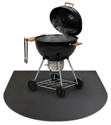 Image de Plaque de protection de sol résistante au feu - Support pour barbecue - Noir - 100 x 100 cm - Métal - Plaque de protection contre la chaleur - Terrasse - Extérieur - Barbecue